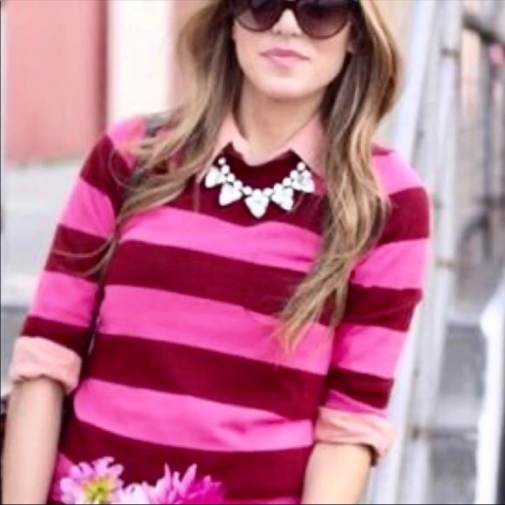 J. Crew Rugby Pink Stripe Linen Top